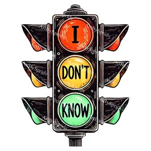 Quirky 'I Don't Know' Traffic Light PNG Clipart, Fun Traffic Signal Illustration, Unique Transparent Digital Clip Art,Scrapbooking,DIY Craft