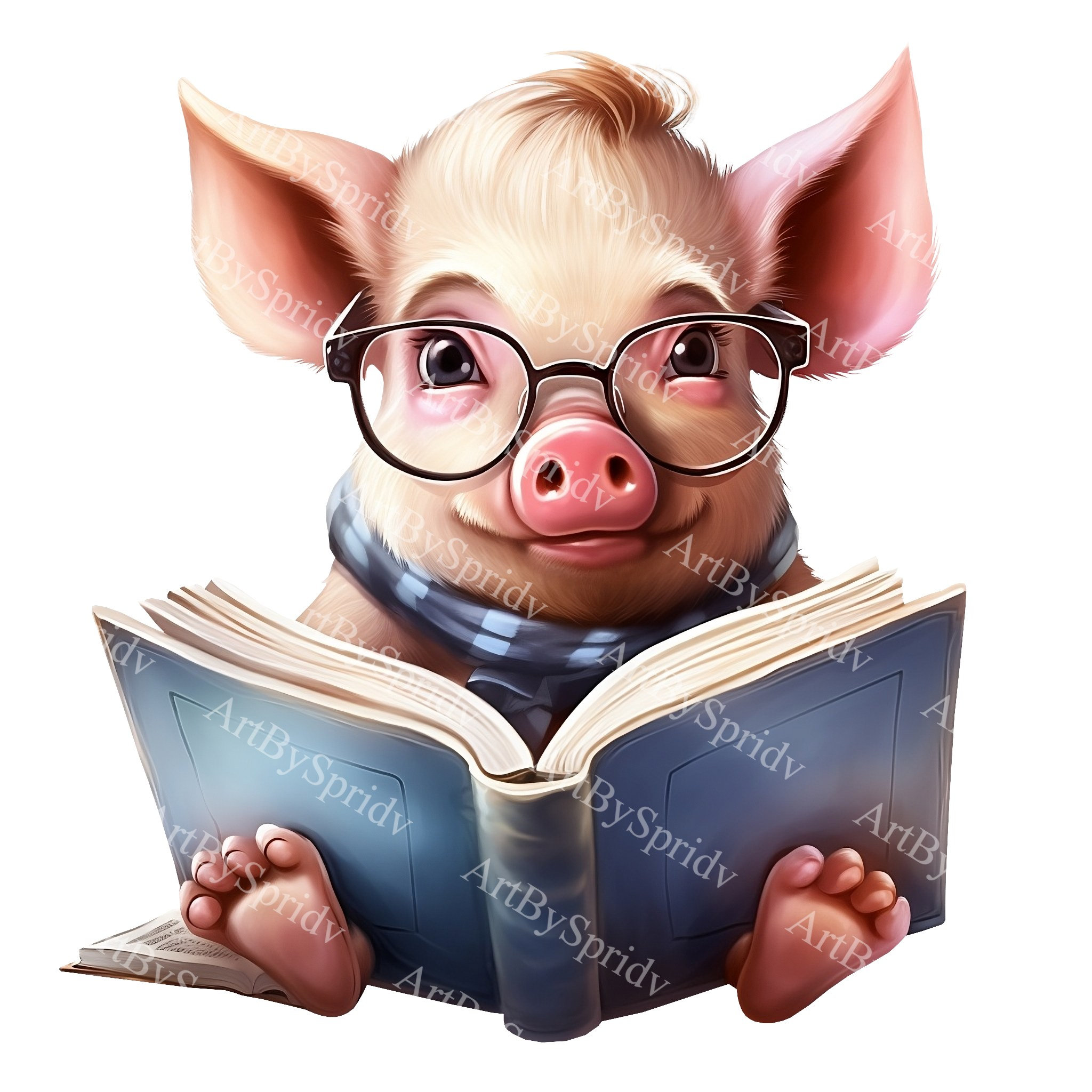 Varken met bril lezen van een boek PNG-clipart, transparante  dierenliefhebber Print Kid illustraties, Cartoon Design, DIY afdrukbaar  sublimatie T-shirt - Etsy België, image size:2048x2048