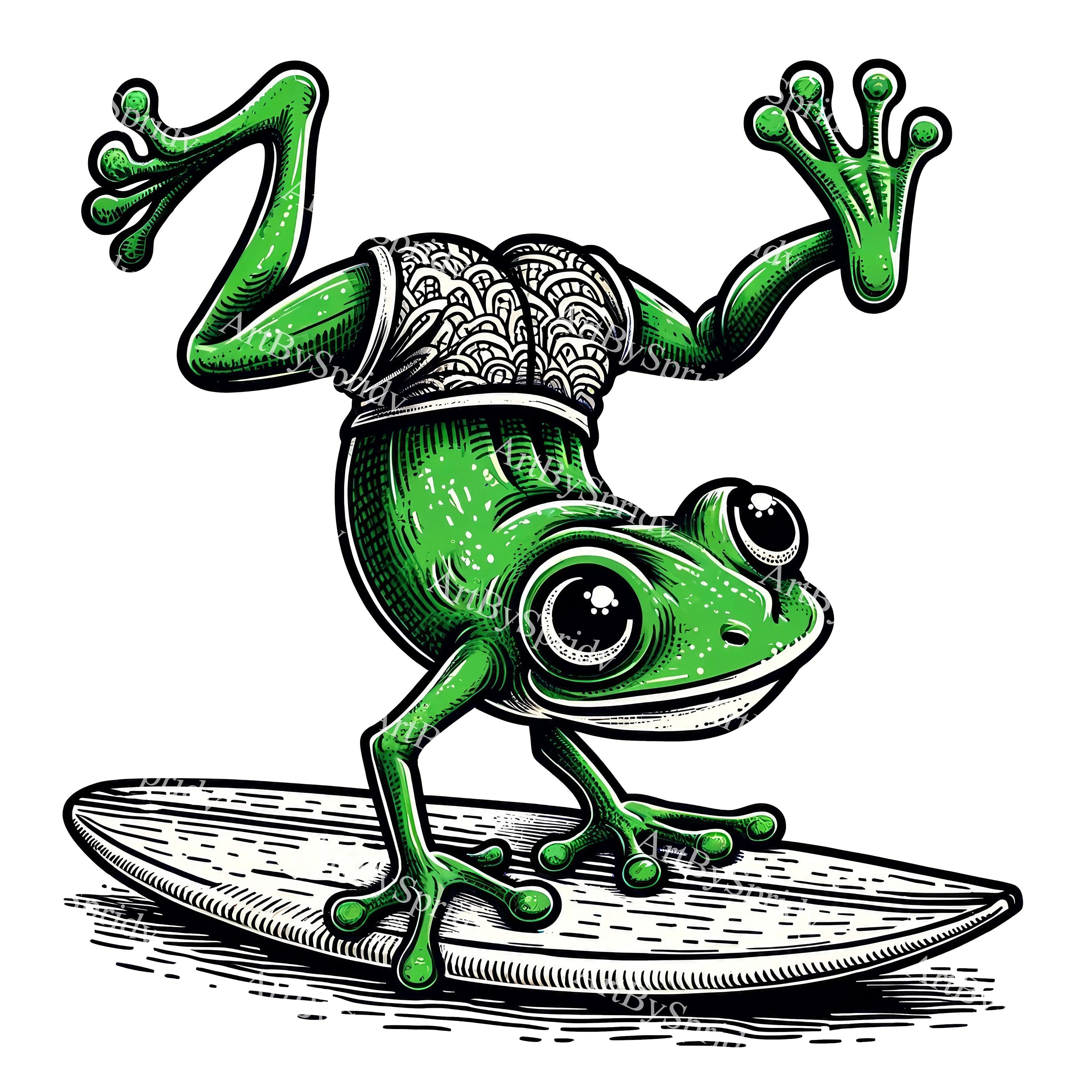 Surfing Frog PNG Clipart, Surfboard Illustration Clip Art, Printable ...