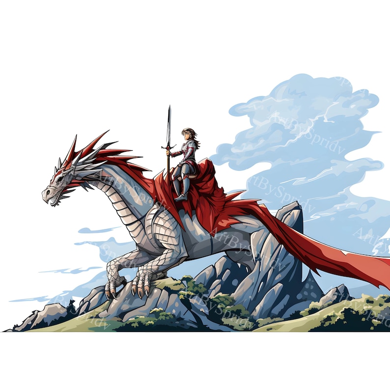 Buy Medieval Knight With Sword Riding Dragon Transparent PNG Clipart ...