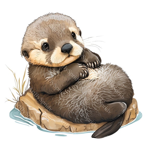 Bébé loutre de mer PNG Clipart, Transparent Animal Lover Print