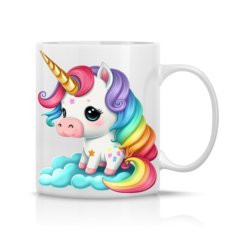 Cute Rainbow Unicorn PNG, Transparent Animal Clipart, Kids Cartoon Design,Printable Sublimation,Commercial use,Baby Shower Magical PNG Art image 4