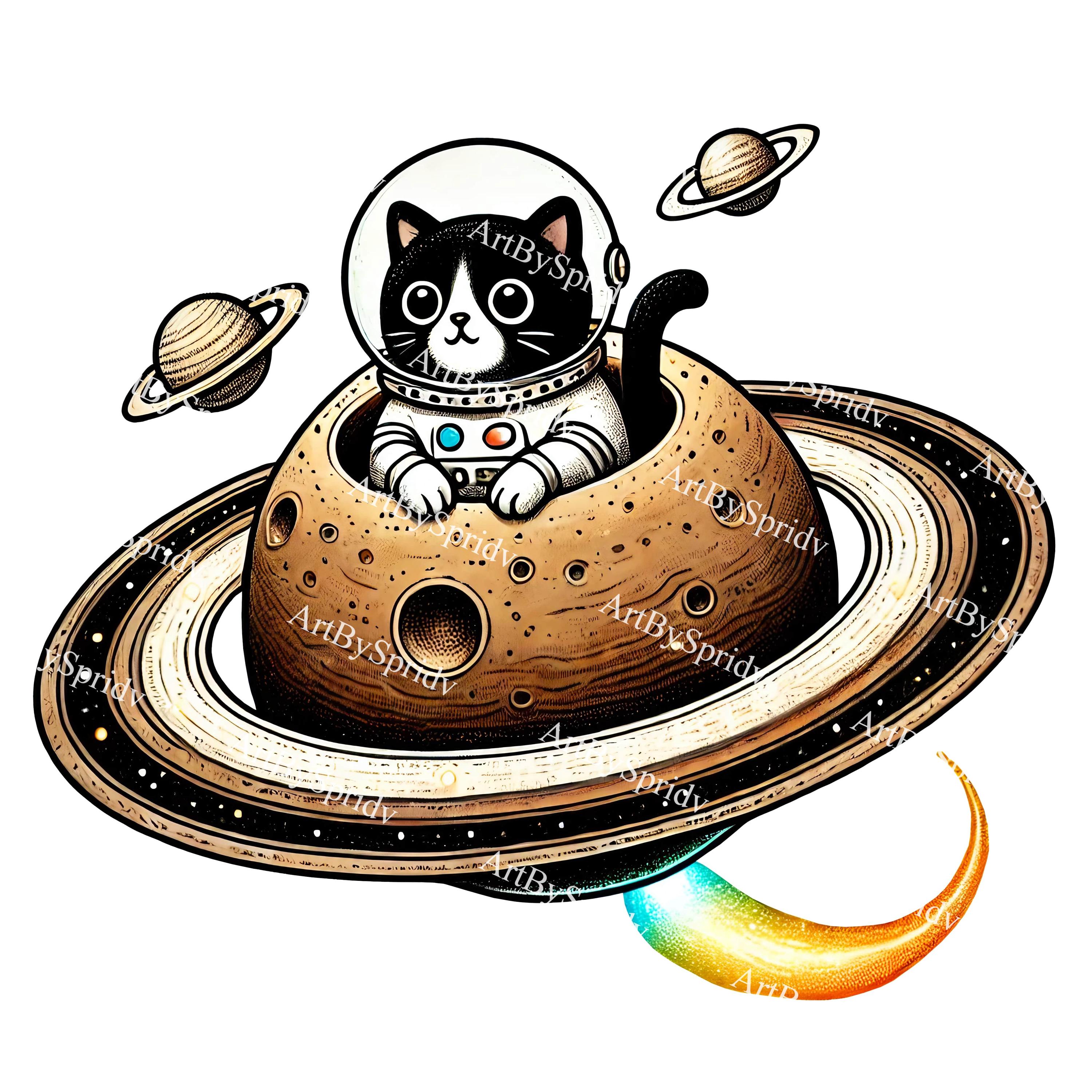 Cute Astronaut Cat PNG, Space Cat Clipart, Cosmic Kitty Digital Print ...