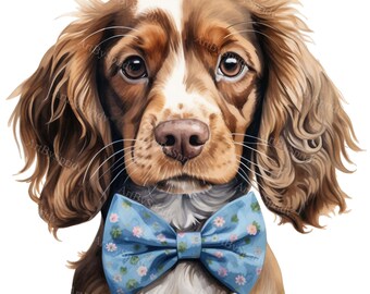 Cavalier King Charles Spaniel Digital Clipart 4 Pack - Printable Dog Illustrations, Pet Clipart PNG, Commercial, Instant Download DIY Craft