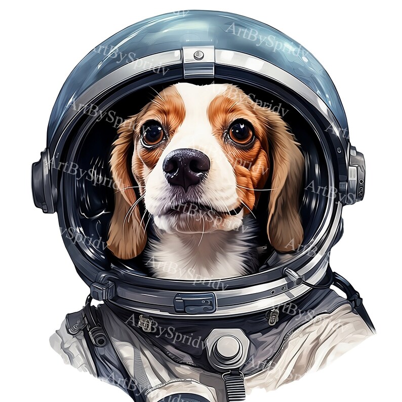 Realistic Space Dog PNG Clipart: Cute Beagle Puppy Astronaut in Space ...