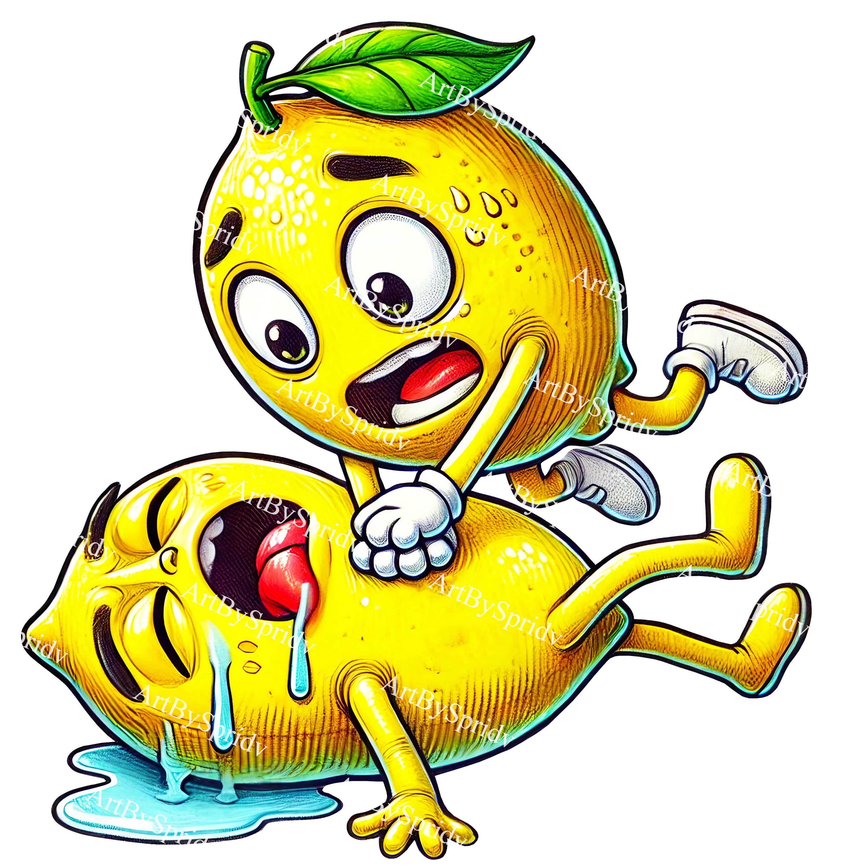 Lemon Humour Lemon Aid Cartoon PNG, Dramatic Citrus CPR Clipart for Tee Sublimation ...