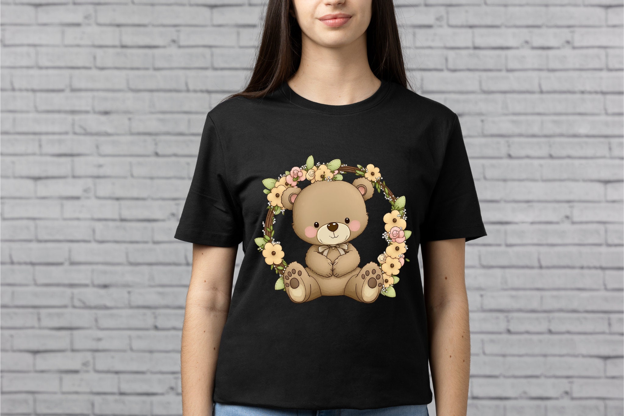 Teddy Bear With Floral Wreath PNG Clipart, Transparent Clip Art for ...