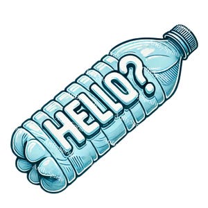 Plastic Bottle Hello Clipart, Environmental Awareness Cartoon Illustration Transparent PNG, Quirky Digital Clip Art for DIY Crafts, T-Shirt