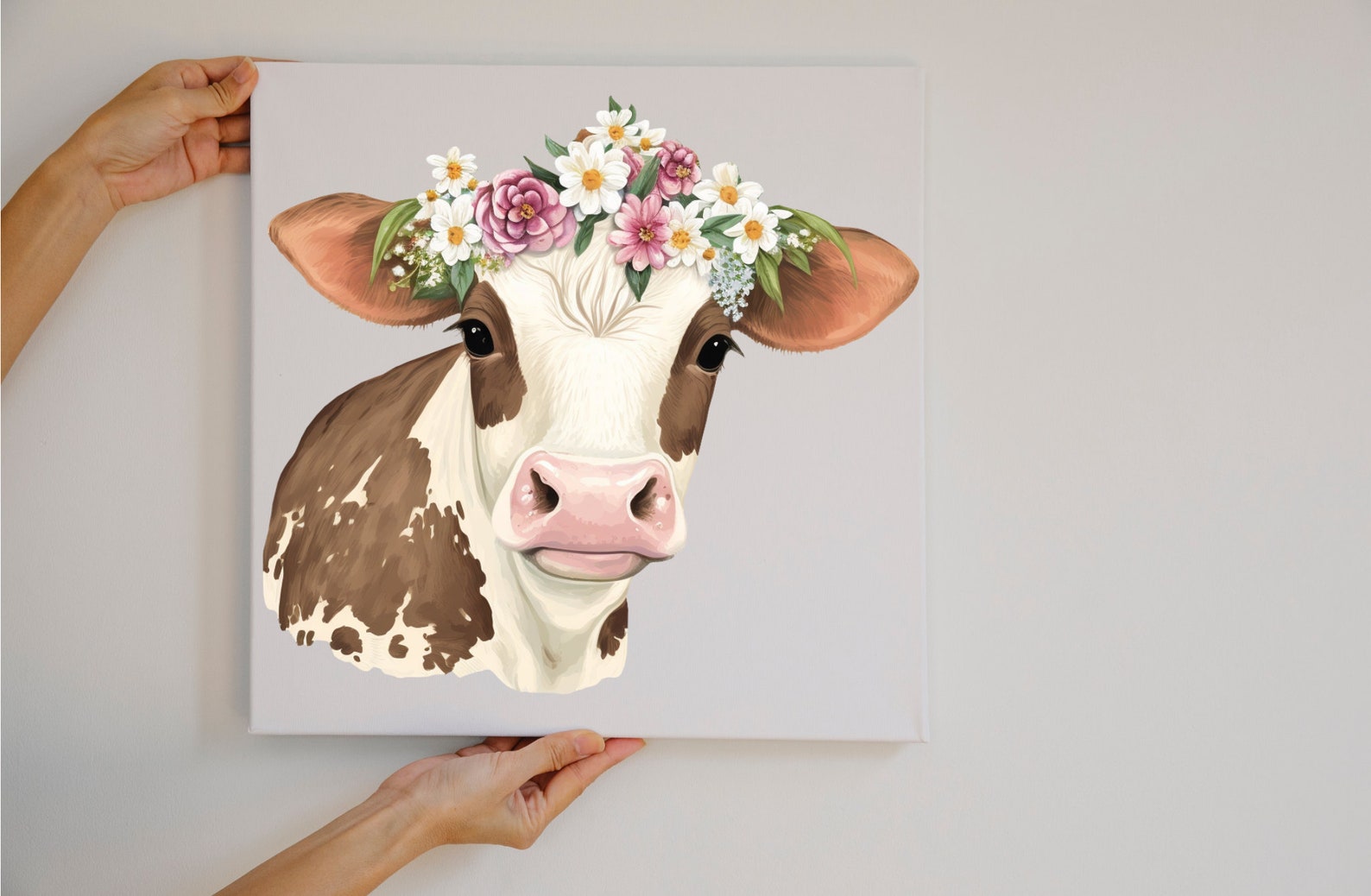 Floral Cow PNG Clipart, Farm Animal With Flower Crown, Cute Rustic Clip ...