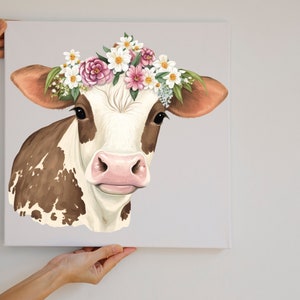 Floral Cow PNG Clipart, Farm Animal With Flower Crown, Cute Rustic Clip ...