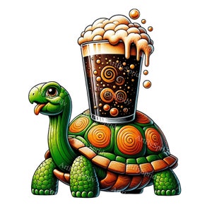 Schildkröte mit Bierglas Clipart - Einzigartige druckbare Sublimationsdatei für DIY Basteln, kreative Hausbar Dekor & Tierpartys Clip Art