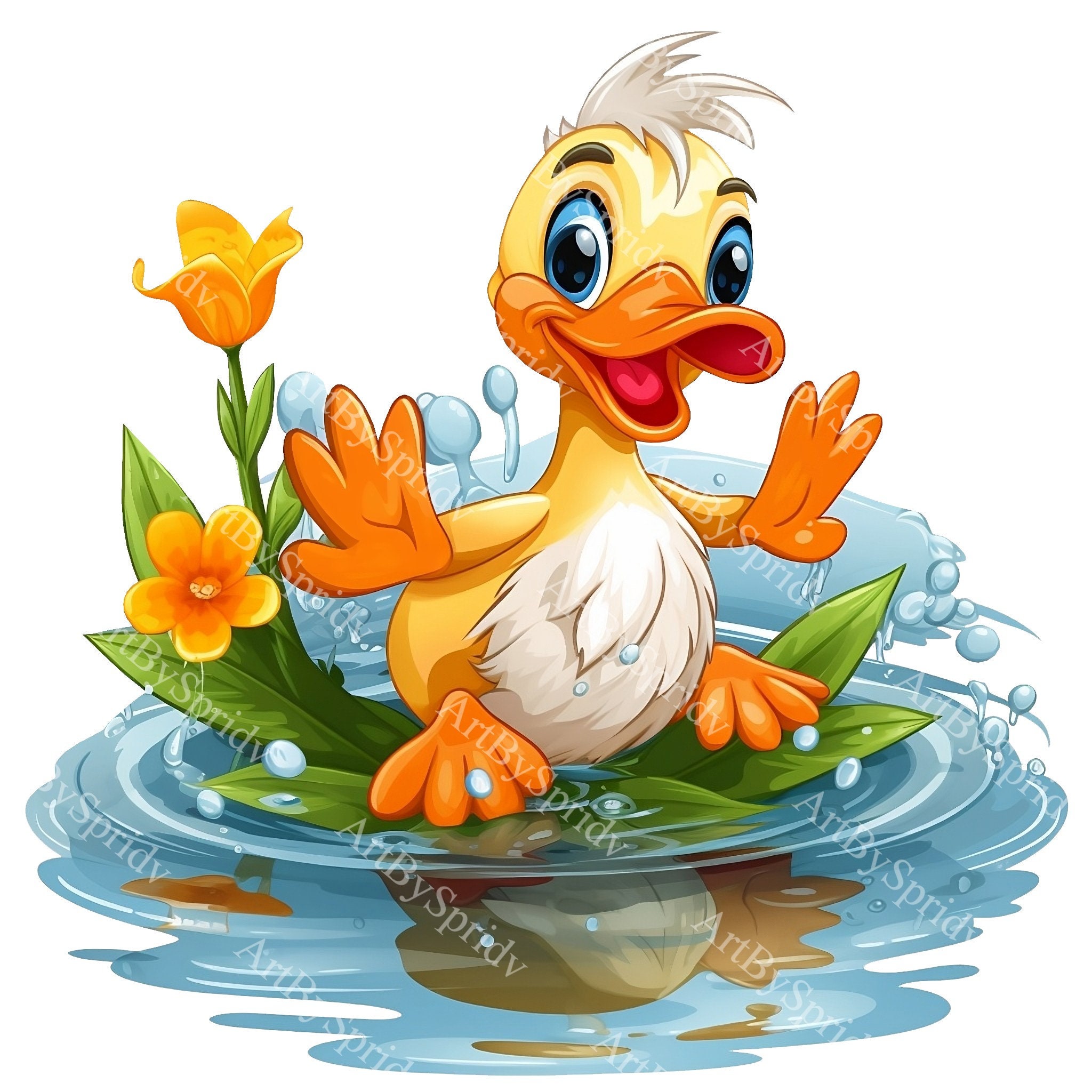 Cute Duckling Splash in Pond PNG, Transparent Farm Animal Clipart, Kids  Cartoon Design, Printable Sublimation, Baby Shower Duck Clip Art - Etsy