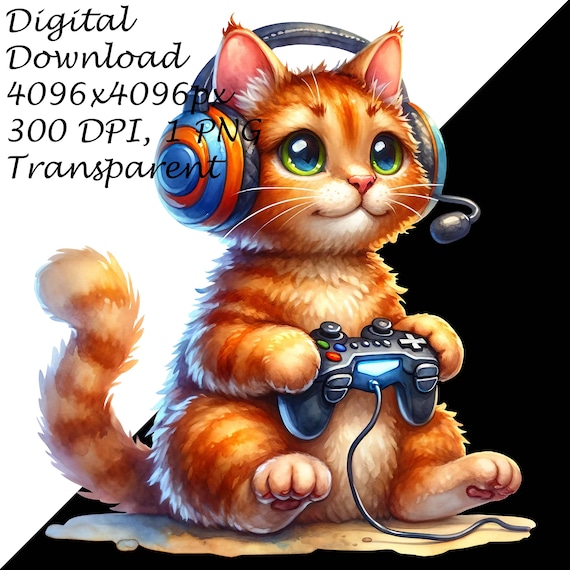 Gamer Cat T-Shirt Cute Ginger Cat Gaming Shirt Gamer Cat T-Shirt Cute Ginger Cat Gaming Shirt