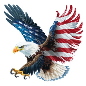 USA Patriotic Eagle Flag PNG Transparent Clipart Abstact Design,Printable Sublimation,Digital Instant Download,United States Eagle PNG Art image 1