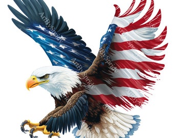 Vlag van de VS patriottische adelaar PNG transparante clipart Abstact Design, afdrukbare sublimatie, digitale Instant Download, Amerikaanse adelaar PNG-kunst
