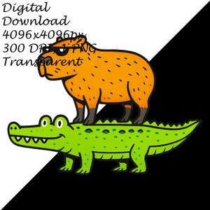 Capybara Riding Alligator PNG Clipart - Funny Animal Stack Transparent ...