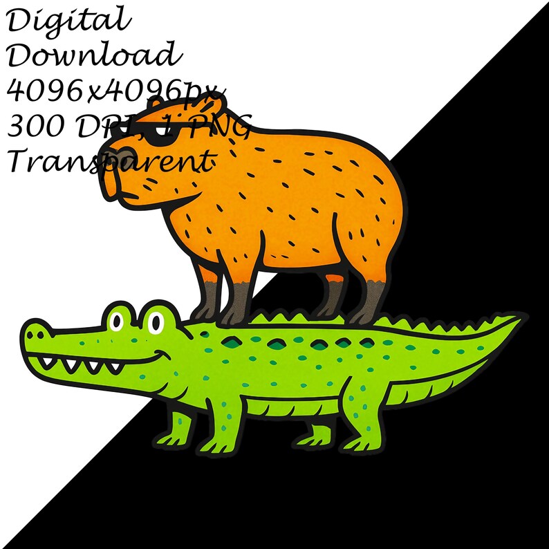 Capybara Riding Alligator PNG Clipart - Funny Animal Stack Transparent ...