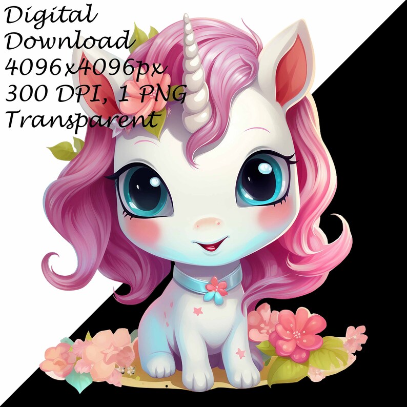 Adorable Pastel Unicorn Clipart Set PNG, Cute Floral Unicorn ...