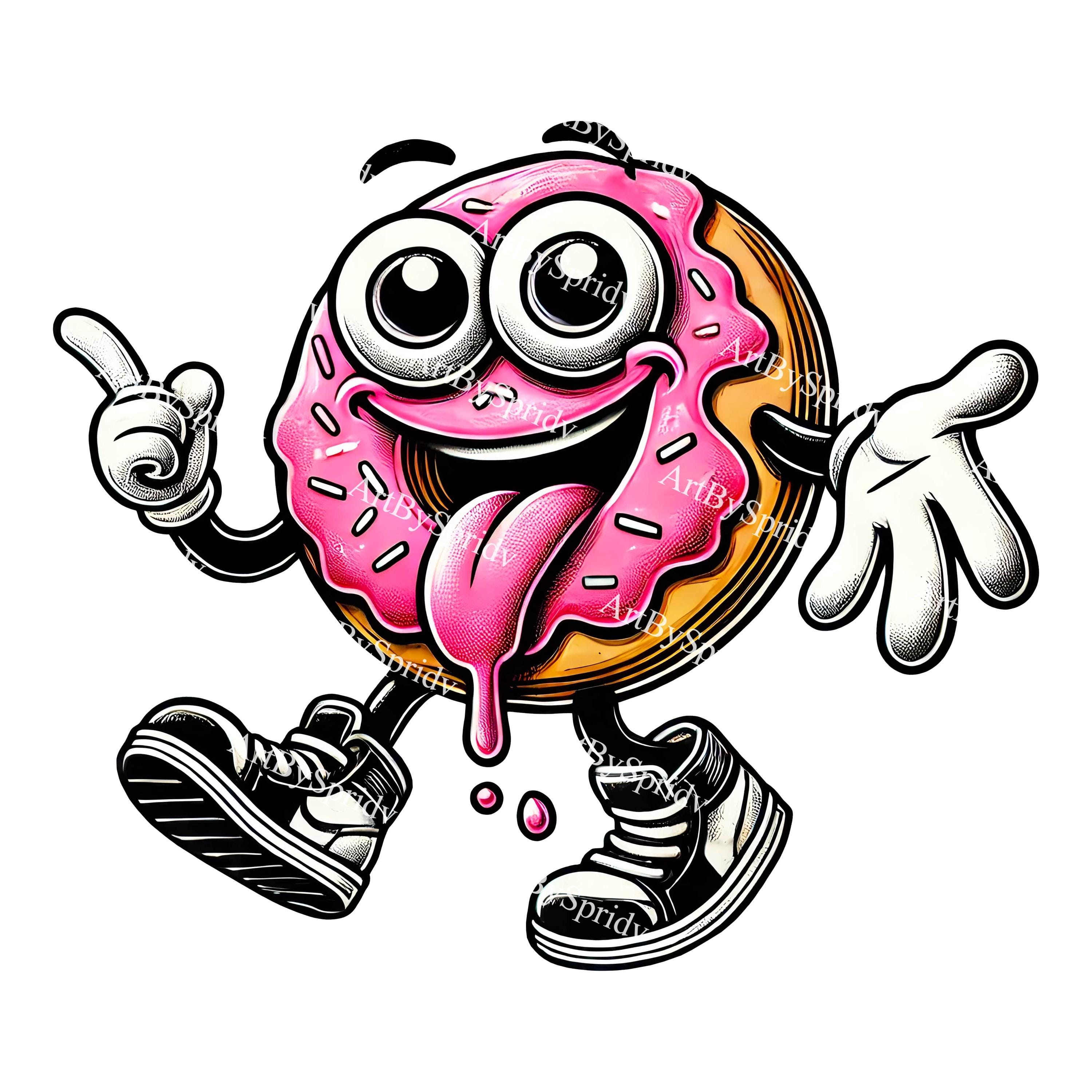 Donut Cartoon PNG, süßer rosa gefrosteter Donut mit Turnschuhen Clipart,  Kawaii Dessert Charakter für T-Shirt, Becher Sublimation, Aufkleber und  Kleidung - Etsy Schweiz, image size:3000x3000