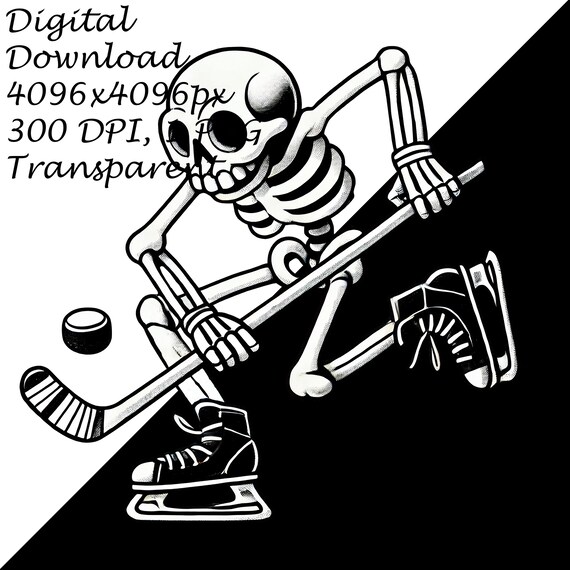 Skeleton Playing Hockey Transparent PNG Clipart, Funny Hockey