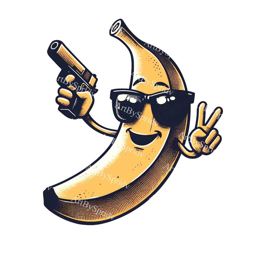 Cool Banana‼︎ Cool Banana With Sunglasses & Gun Download PNG Clipart
