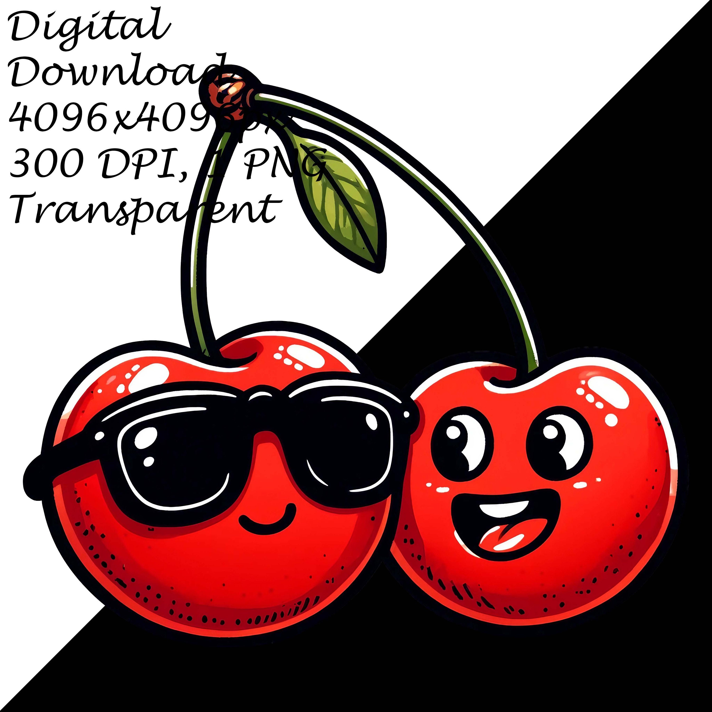 Fun Sunglasses Cherries Clipart - Bright Red Cherry Characters With ...