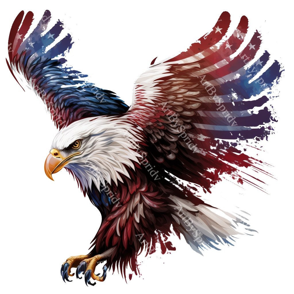 Eagle Painted In American Flag Stock Illustration - Download Image