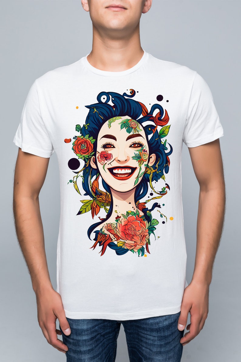 Transparent PNG Art Tattoo Girl Laughing Print on Demand Clip - Etsy