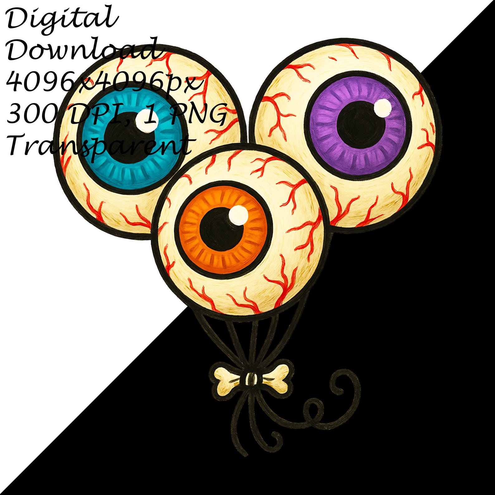Eyeball Balloons PNG Clipart - Spooky Cute Halloween Eye Illustration ...