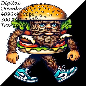 Unique Beefsquatch Burger Monster PNG Clipart – Hand-drawn Cartoon ...