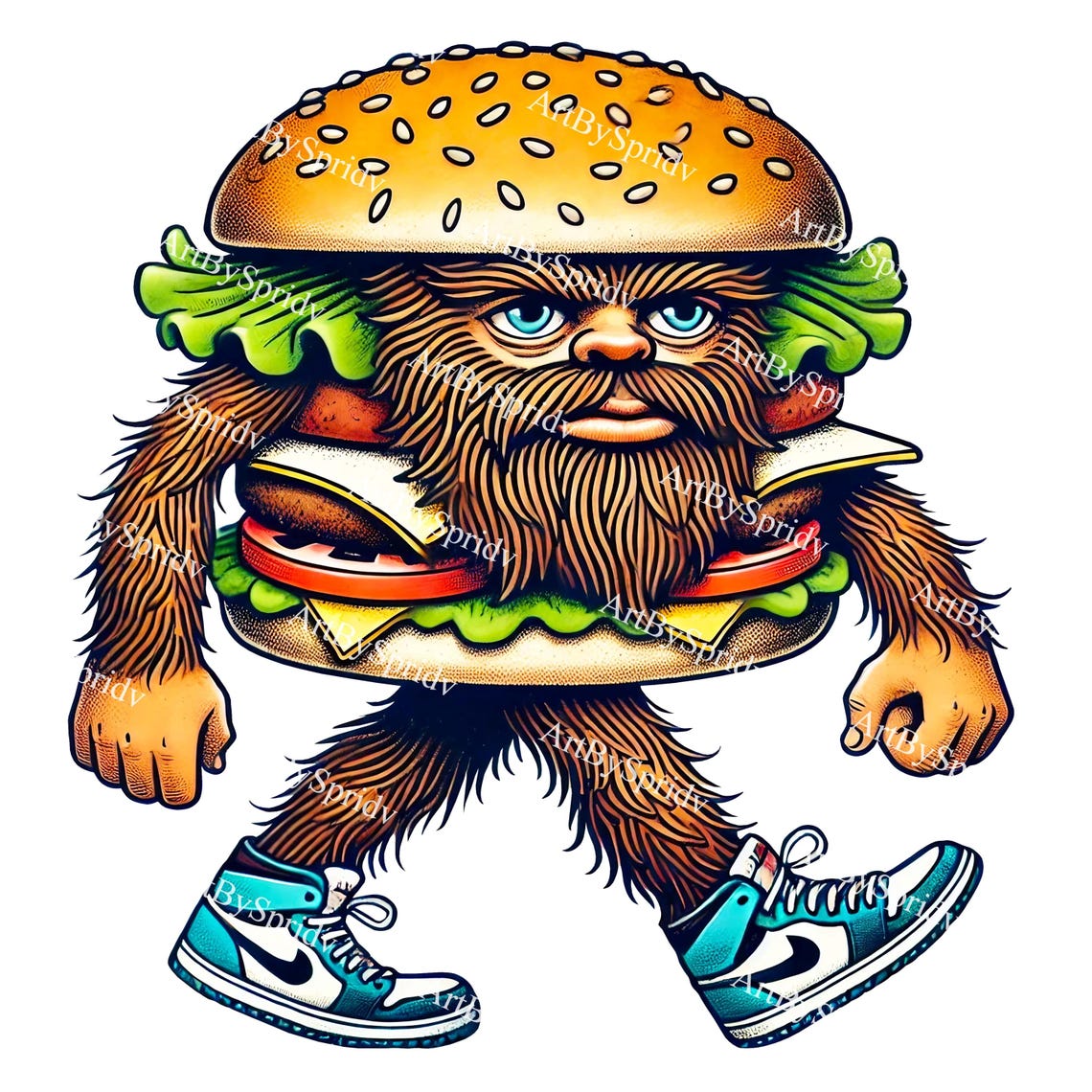 Unique Beefsquatch Burger Monster PNG Clipart – Hand-drawn Cartoon ...