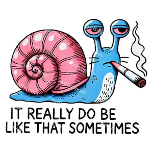 Quirky Snail with Pink Shell Smoking Download PNG Clipart,Funny Cartoon Illustration,Whimsical Clip Art for T-Shirt Sublimation,Scrapbooking