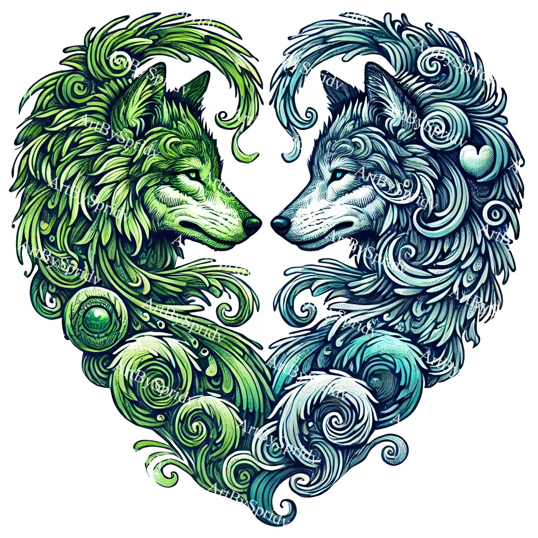 Spirit Wolves Heart PNG, Elemental Wolf Clipart, Nature & Ice Wolf ...