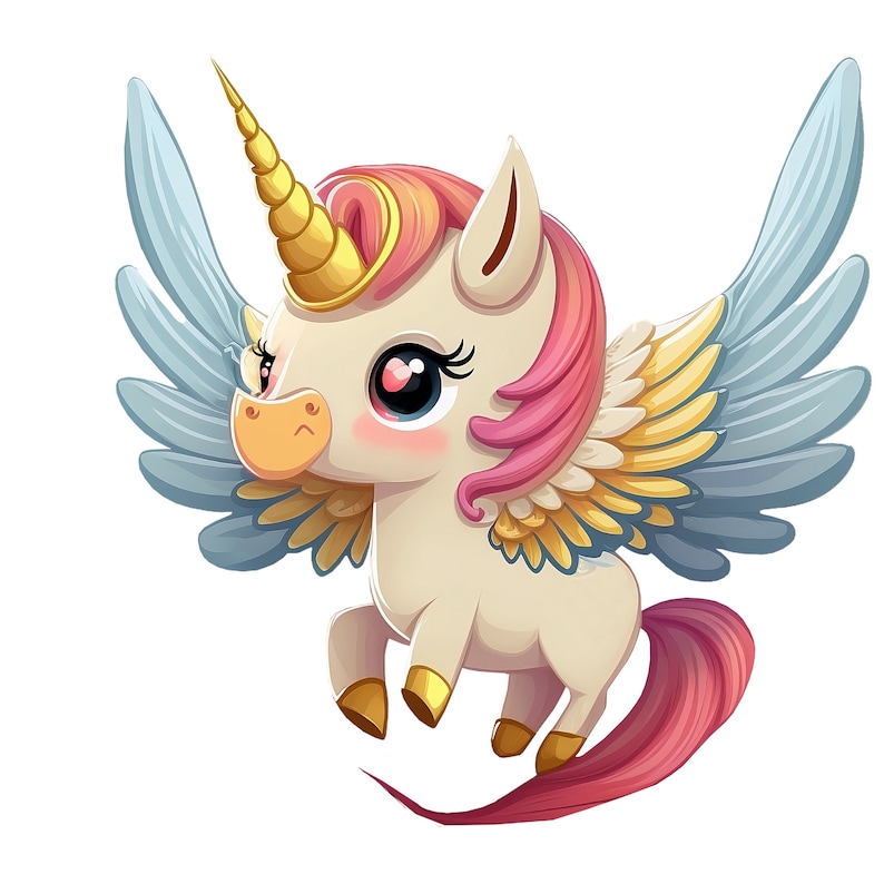 Baby Unicorn With Wings PNG Clipart, Cute Cartoon Pegasus,magical