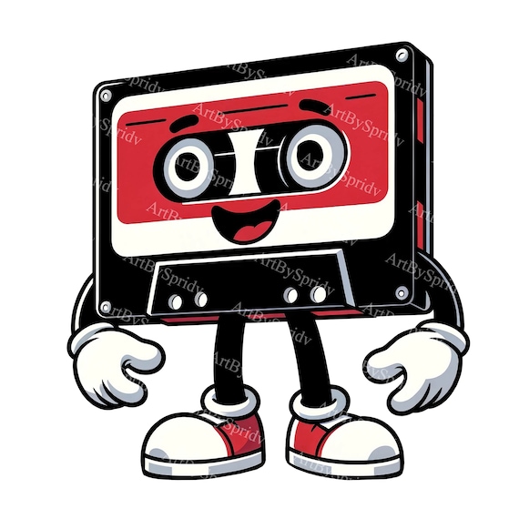 Retro Dancing Cassette Tape Clipart - 80s Nostalgia Digital PNG, Printable DTG T-Shirt, Mug,Tumbler Sublimation,Scrapbooking Design Clip Art