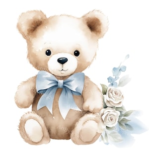 Watercolor Teddy Bear Victorian-inspired Baby Shower-transparent PNG ...