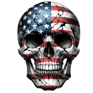 Amerikaanse vlag schedel clipart | Patriottische sublimatieafbeelding | Afdrukbare Independence Day-kunst | Digitale download voor T-shirts, mokken en posters