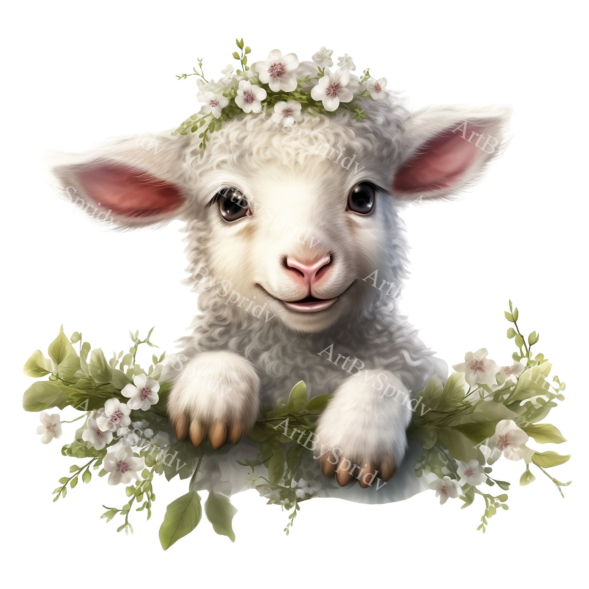 Cute Lamb With Flower Crown PNG Clipart,transparent Animal Lover