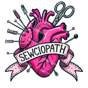 Sewciopath Heart Clipart for Sewing Lovers – Transparent PNG with Sewing Pins, Needles, Scissors – DIY Craft Digital Download for Cricut