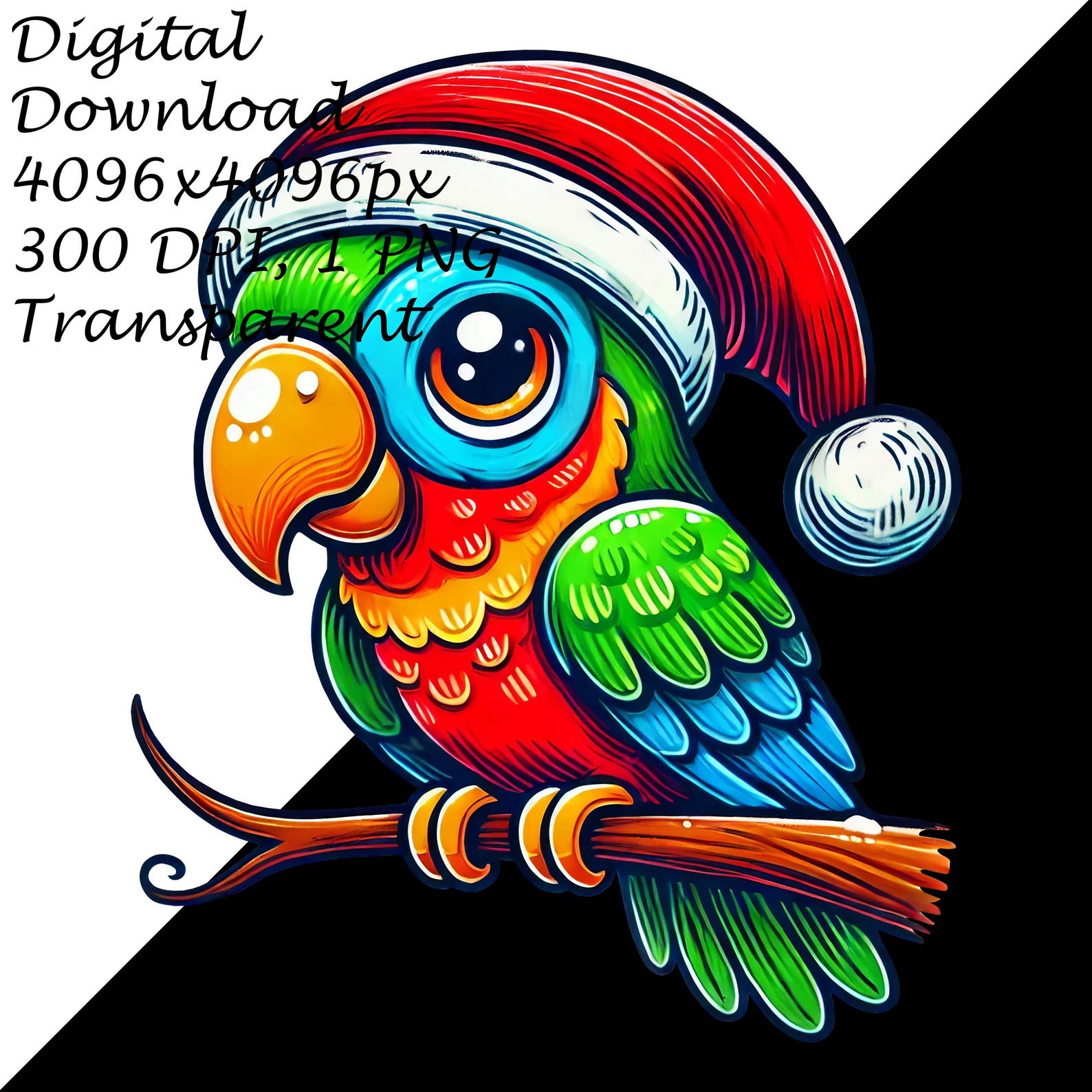 Christmas Parrot With Santa Hat PNG Clipart, Festive Bird for Holiday ...