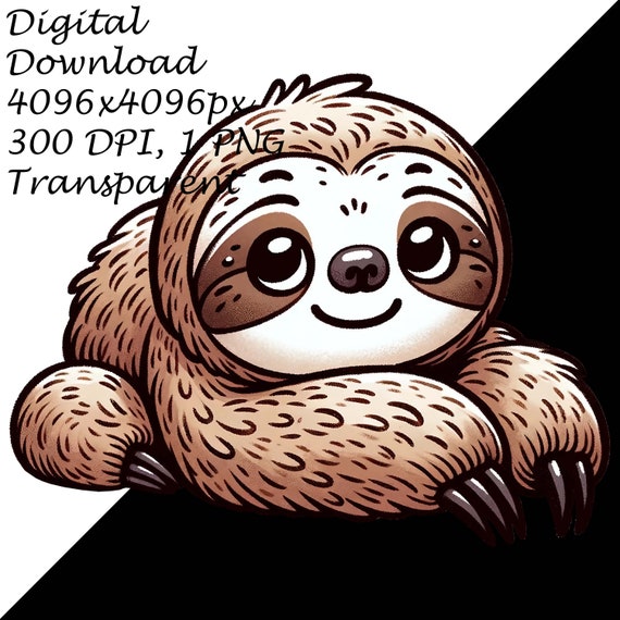 ナマケモノページ 愛らしい漫画ナマケモノのクリップアート - 透明なPNG、招待状用の