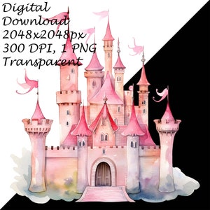 Enchanting Watercolor Princess Castle Transparent PNG Clipart ...