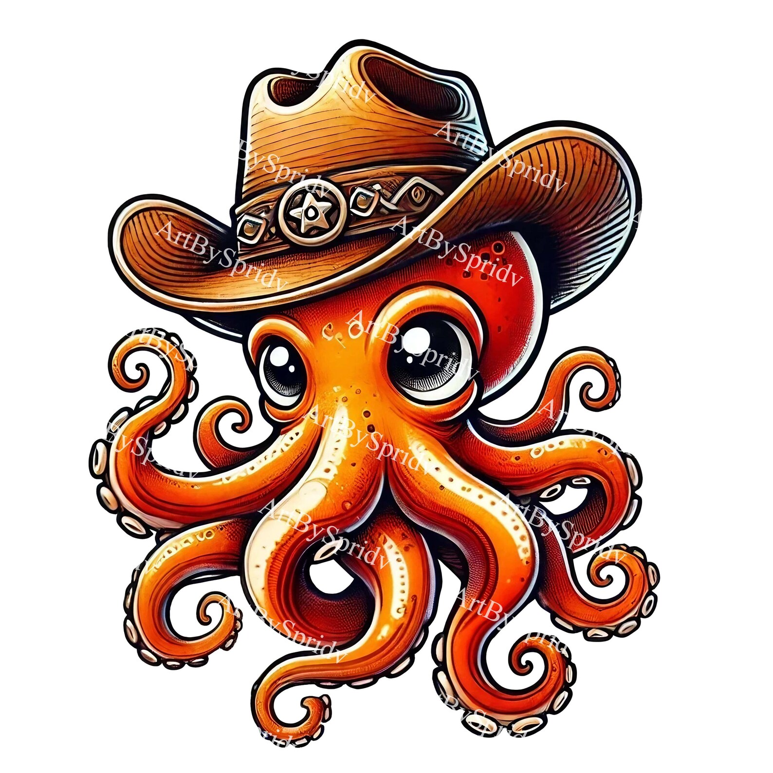 Octopus With Cowboy Hat PNG Clipart, Digital Download for DIY Craft ...