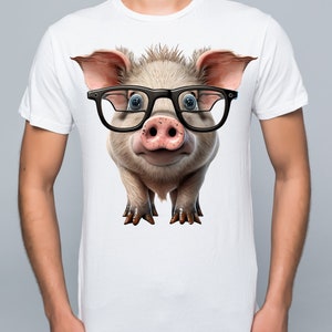 Transparent PNG Cartoon Style Pig With Glasses Print on Demand Clip ...