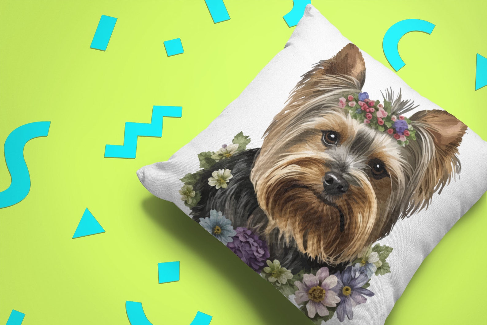 Adorable Yorkshire Terrier With Floral Crown Download PNG Clipart ...