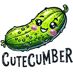 Kawaii Cucumber Clipart PNG | Cute Transparent Cartoon Vegetable Graphic | Funny Digital Download for DIY Crafts, Stickers, DTG T-Shirts,Mug