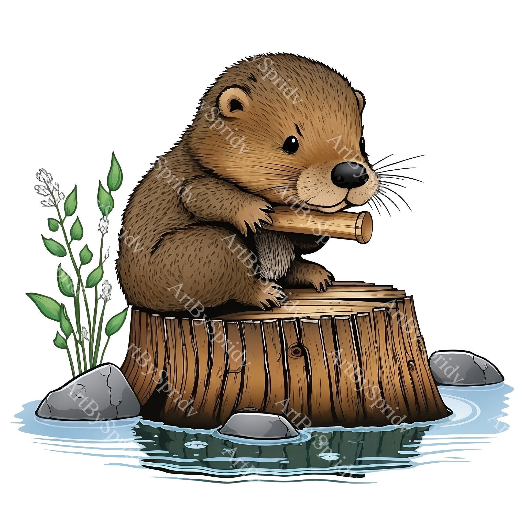 Baby Beaver With Log/dam PNG Clipart Transparent Animal Print picture