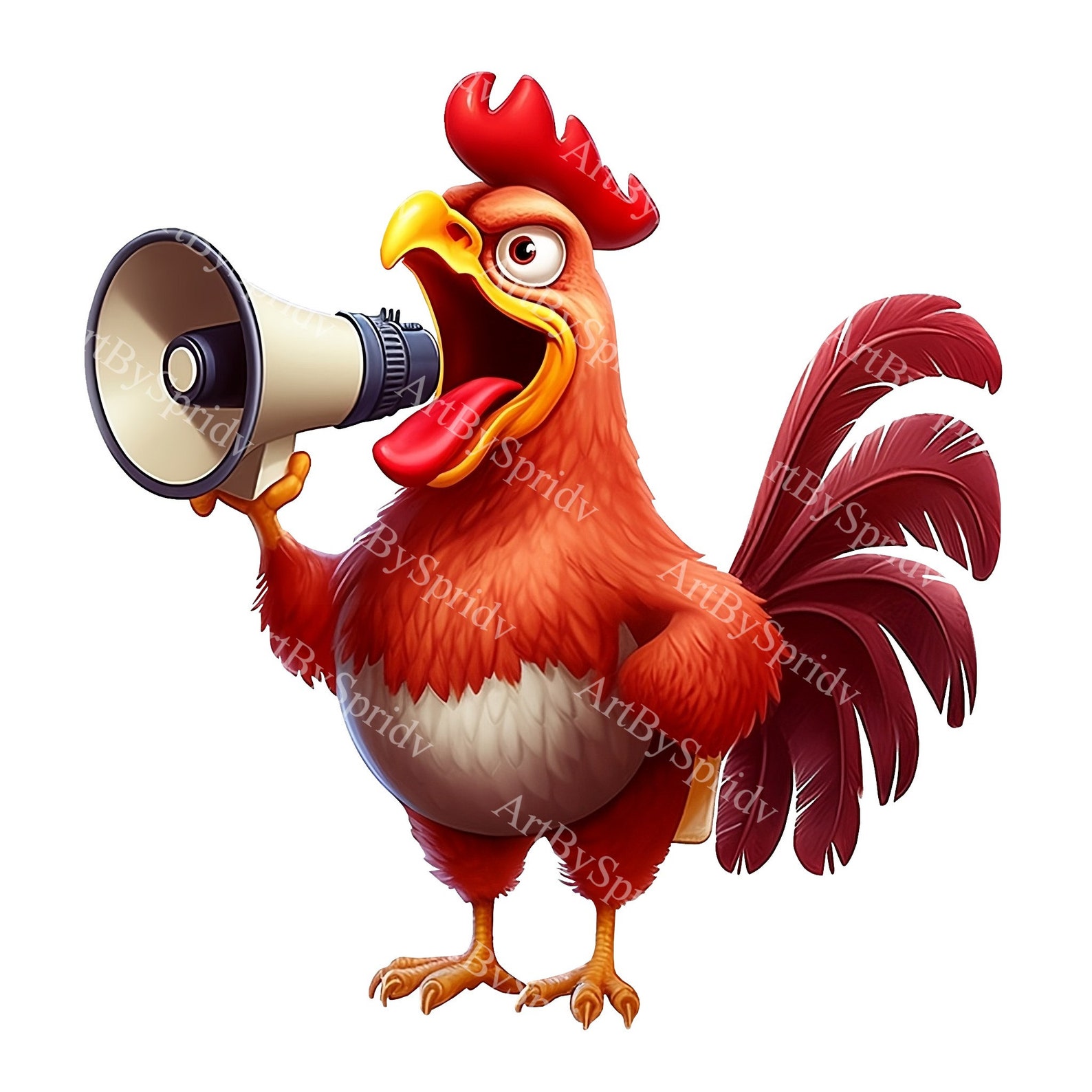 A Rooster With A Megaphone PNG Cliparttransparent Farm Animal Etsy