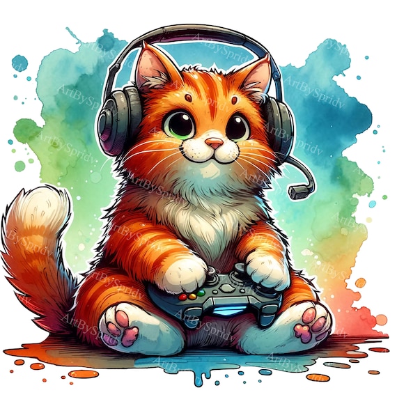 Gamer Cat T-Shirt Cute Ginger Cat Gaming Shirt Gamer Cat T-Shirt Cute Ginger Cat Gaming Shirt