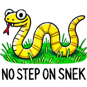 No Step on Snek Clipart, Funny Cartoon Snake PNG, Digital Download for Stickers, Memes, DIY Crafts, and Humorous Designs for DTG T-Shirt,Mug